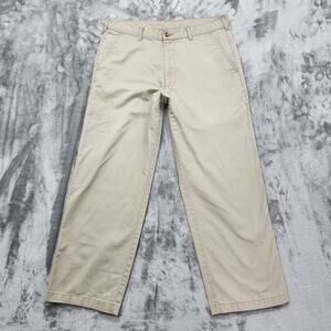 George Pants Mens 34X28* Tan‎ Khaki Chino Straight Cotton Casual Office Preppy